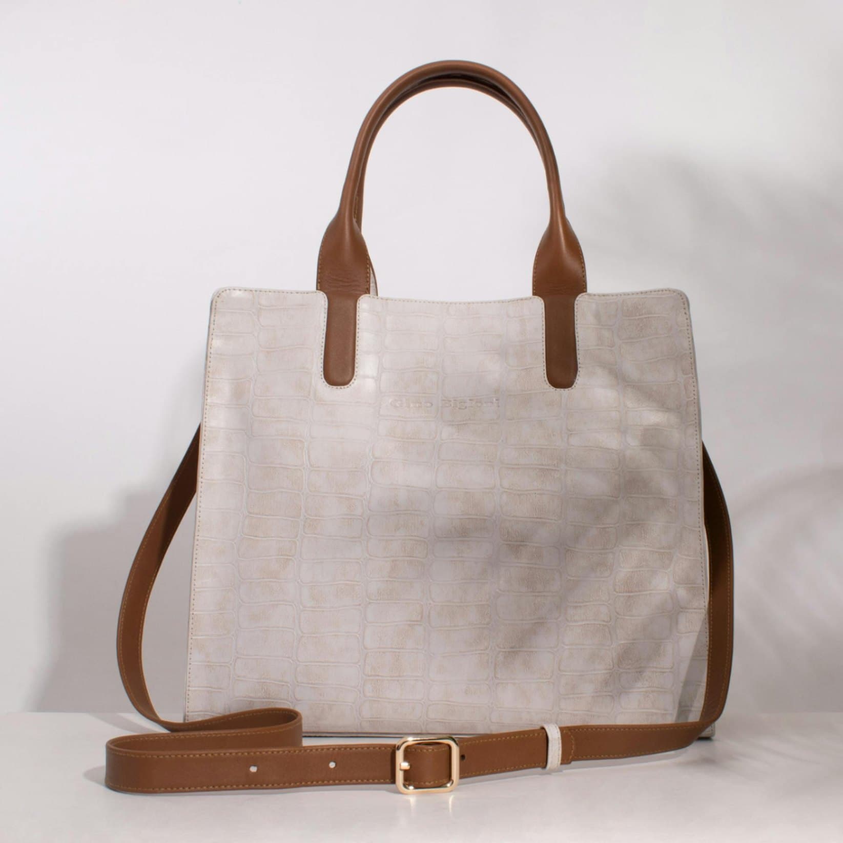 Two-Tone Leather Shoulder Bag
